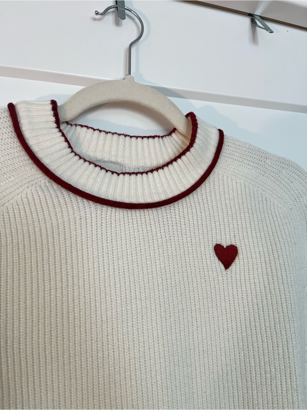 a new day Cream Ribbed Turtleneck Sweater with Red Heart Accent - Picture 2 of 5